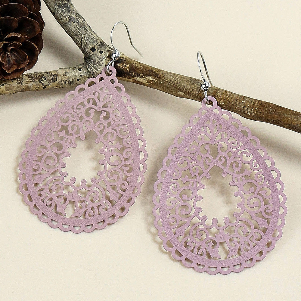 Wholesale Simple Colorful Printed Hollow Water Drop Versatile Earrings